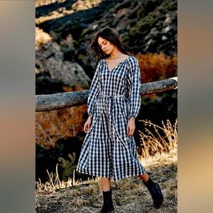 Velvet by Graham & Spencer Trish Printed Gingham Dress Blue- never been worn